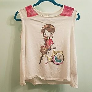 White tank top with girl on a bike